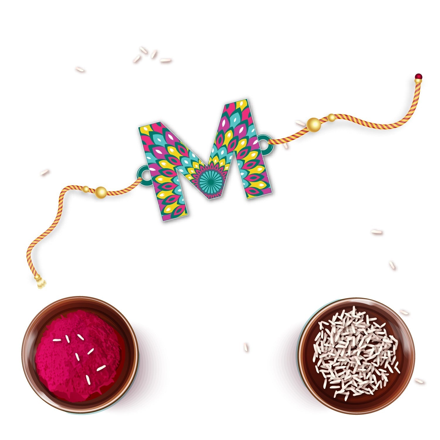 Indianvibez Alphabet M Wooden Rakhi - Kids Rakhi