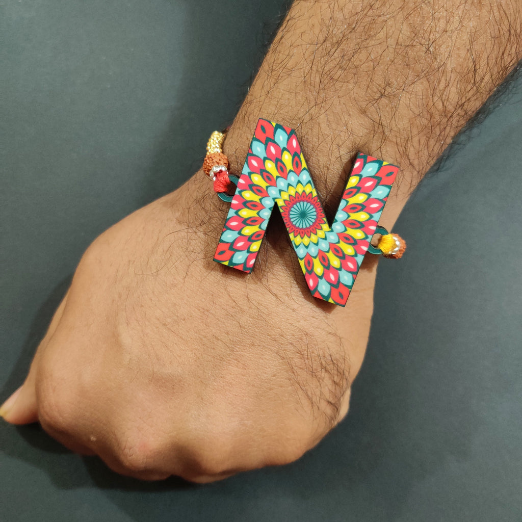 Indianvibez Alphabet N Wooden Rakhi - Kids Rakhi - Distacart