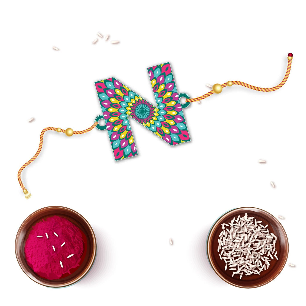 Indianvibez Alphabet N Wooden Rakhi - Kids Rakhi - Distacart