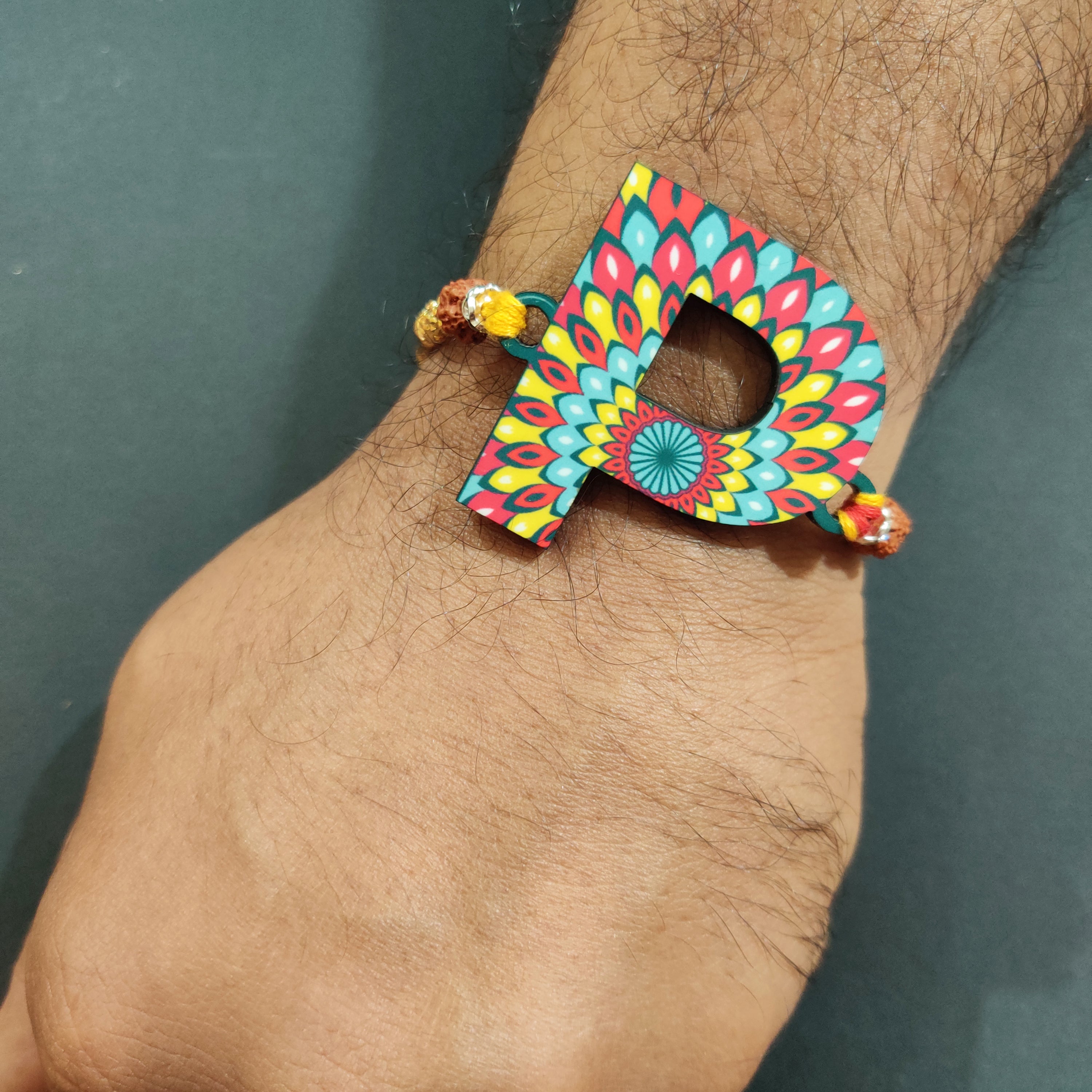Indianvibez Alphabet P Wooden Rakhi - Kids Rakhi - Distacart