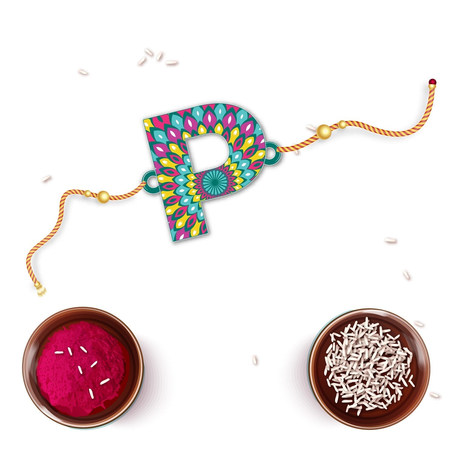 Indianvibez Alphabet P Wooden Rakhi - Kids Rakhi - Distacart