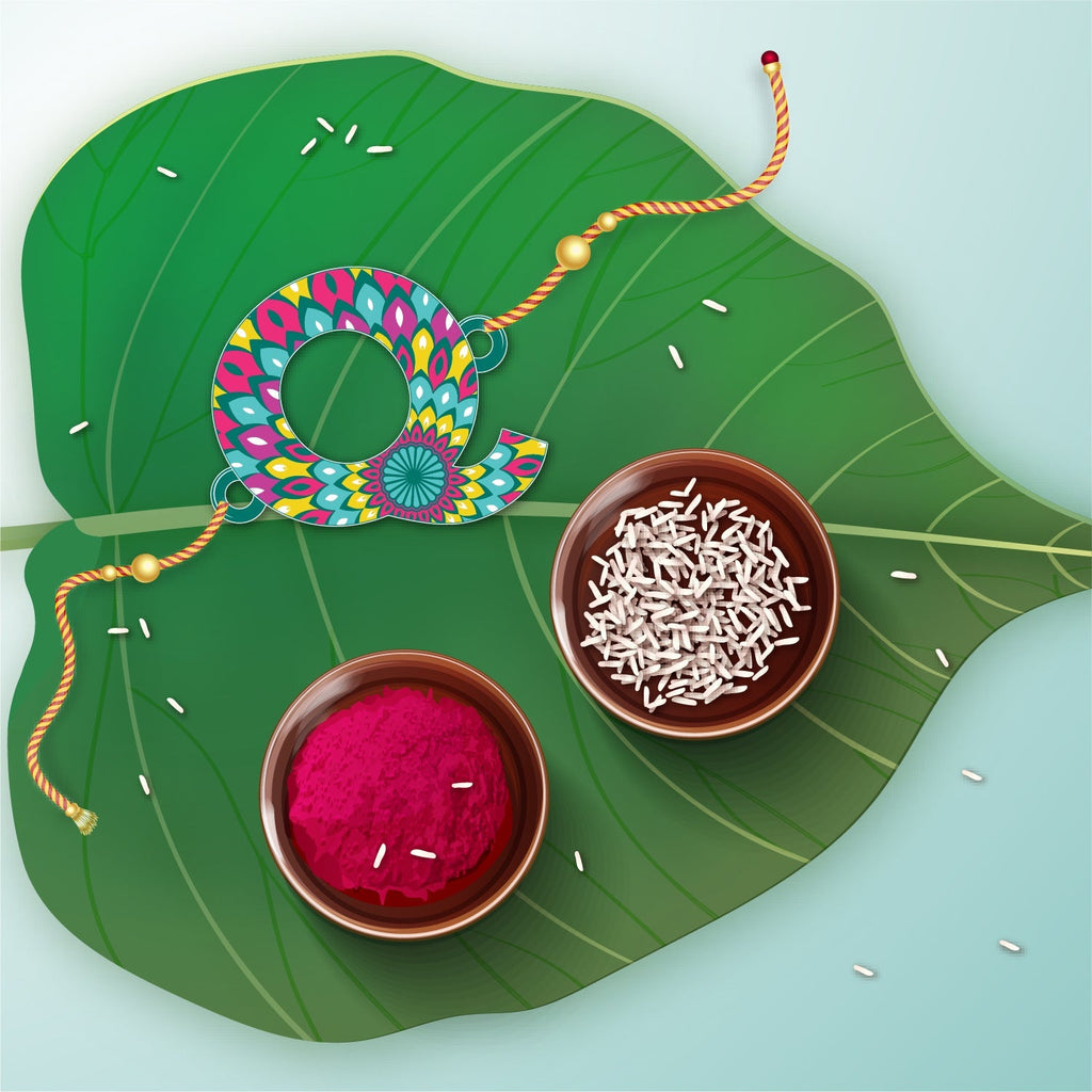 Indianvibez Alphabet Q Wooden Rakhi - Kids Rakhi - Distacart