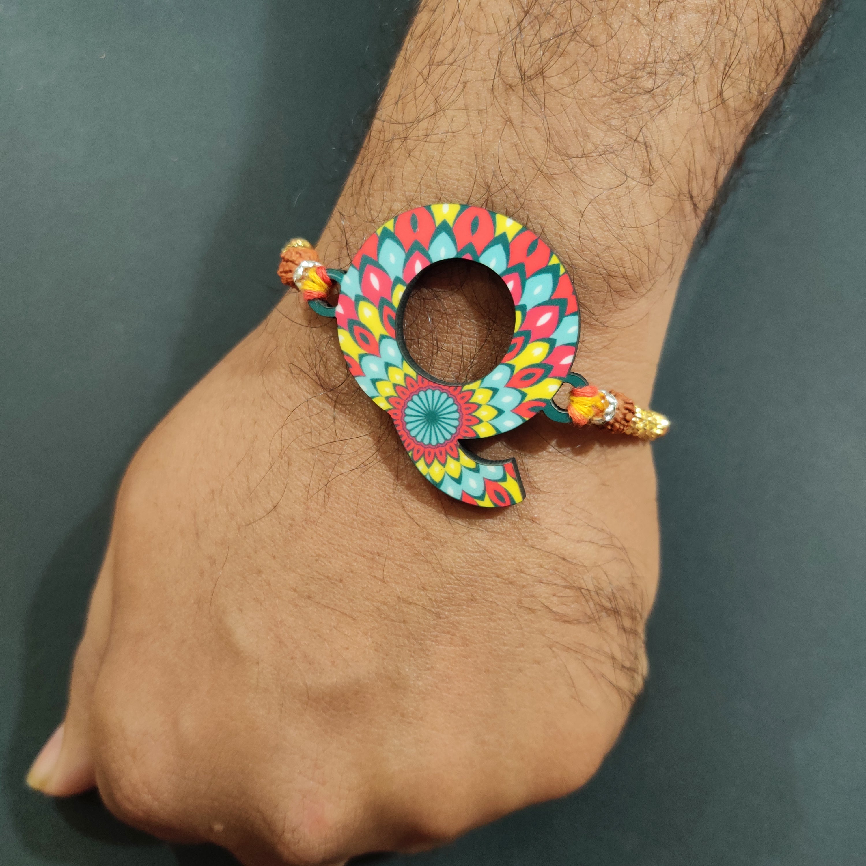Indianvibez Alphabet Q Wooden Rakhi - Kids Rakhi - Distacart