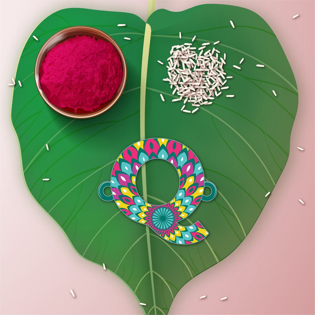 Indianvibez Alphabet Q Wooden Rakhi - Kids Rakhi - Distacart