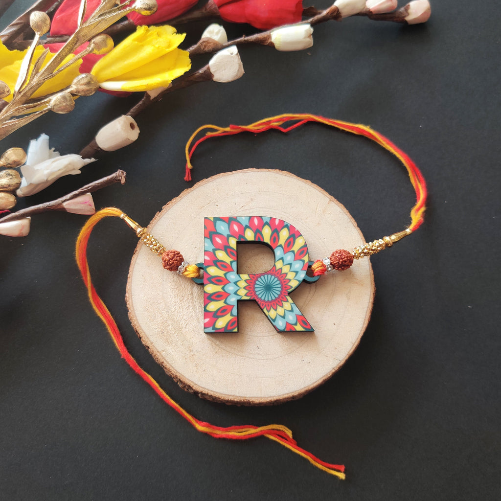 Indianvibez Alphabet R Wooden Rakhi - Kids Rakhi - Distacart