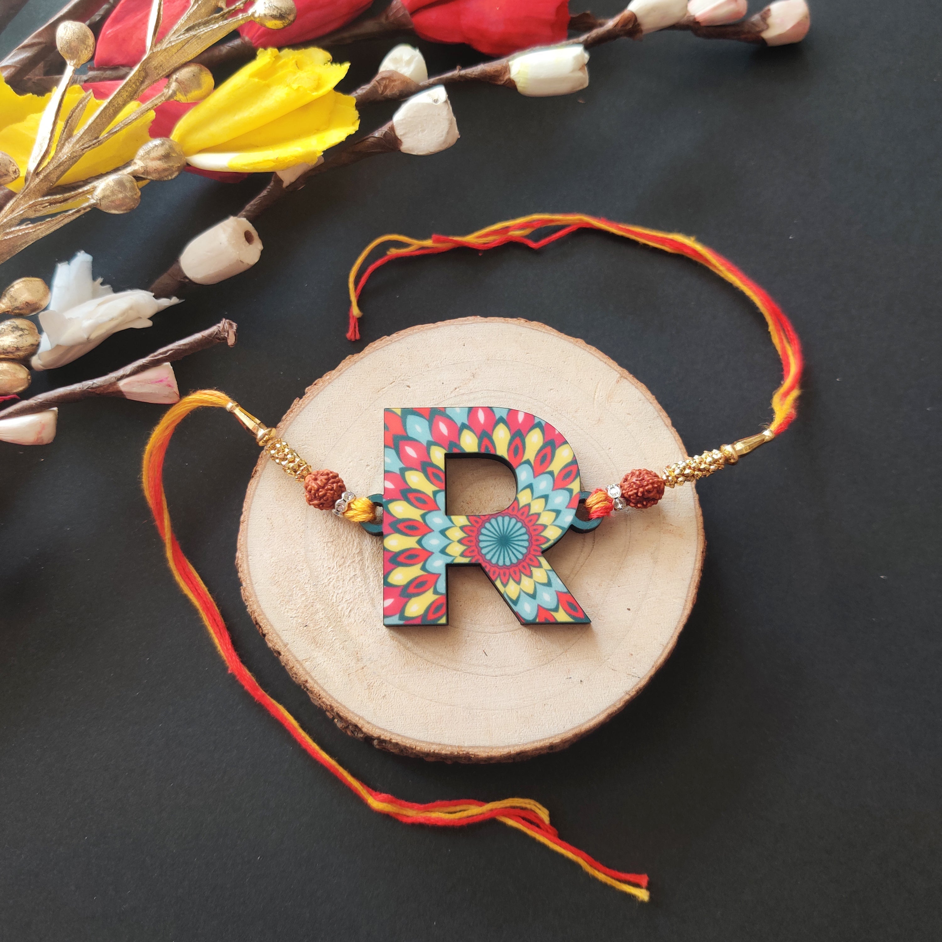 Indianvibez Alphabet R Wooden Rakhi - Kids Rakhi - Distacart