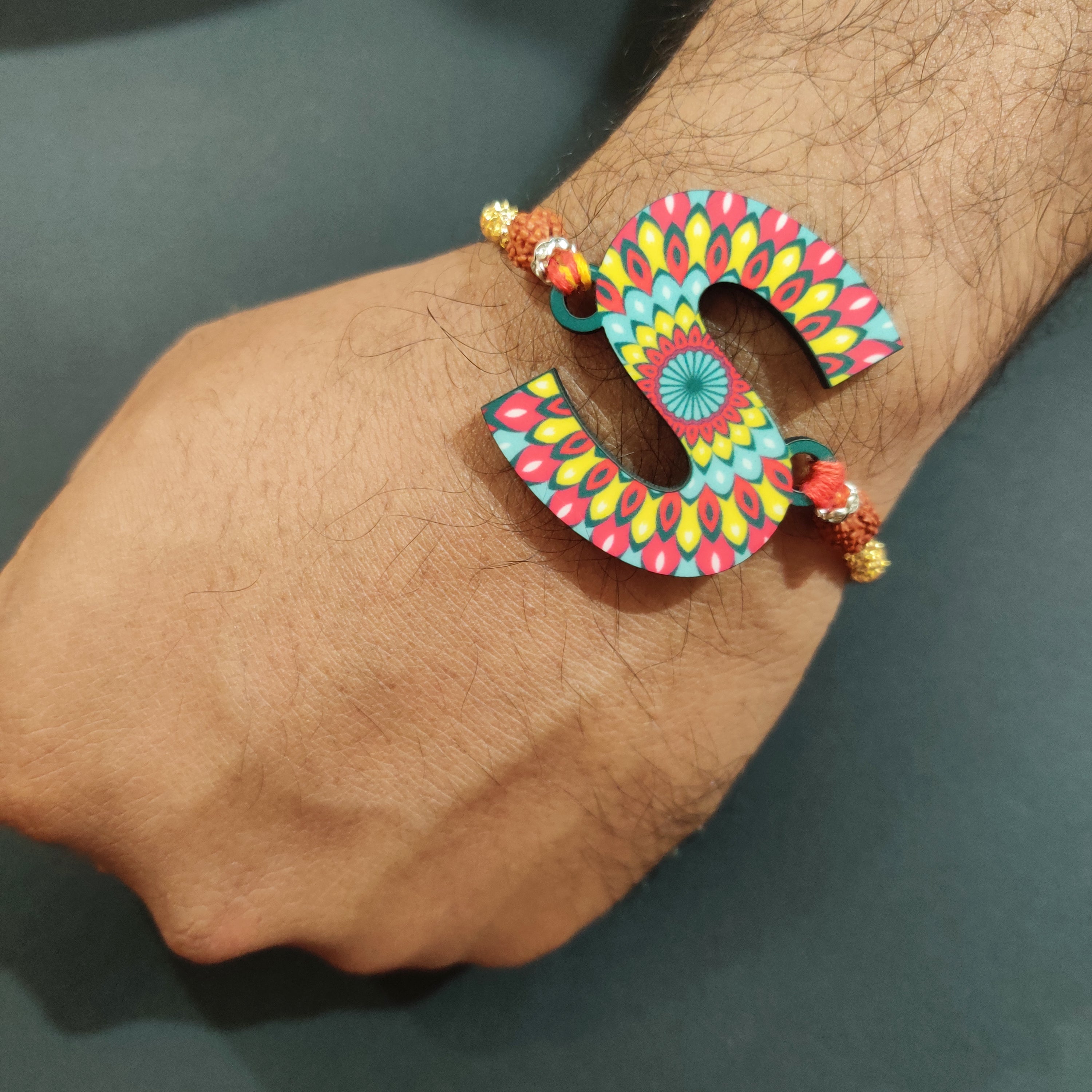 Indianvibez Alphabet S Wooden Rakhi - Kids Rakhi