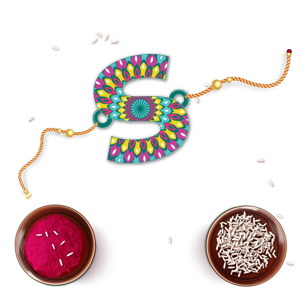 Indianvibez Alphabet S Wooden Rakhi - Kids Rakhi