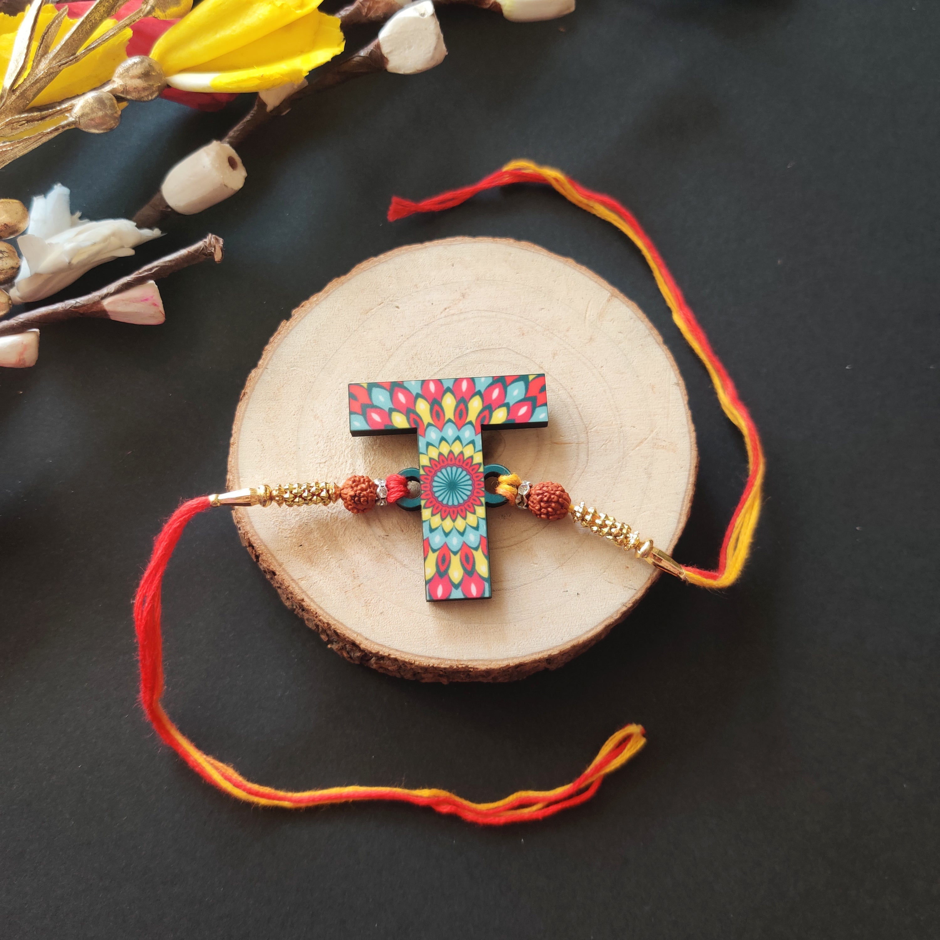 Indianvibez Alphabet T Wooden Rakhi - Kids Rakhi - Distacart