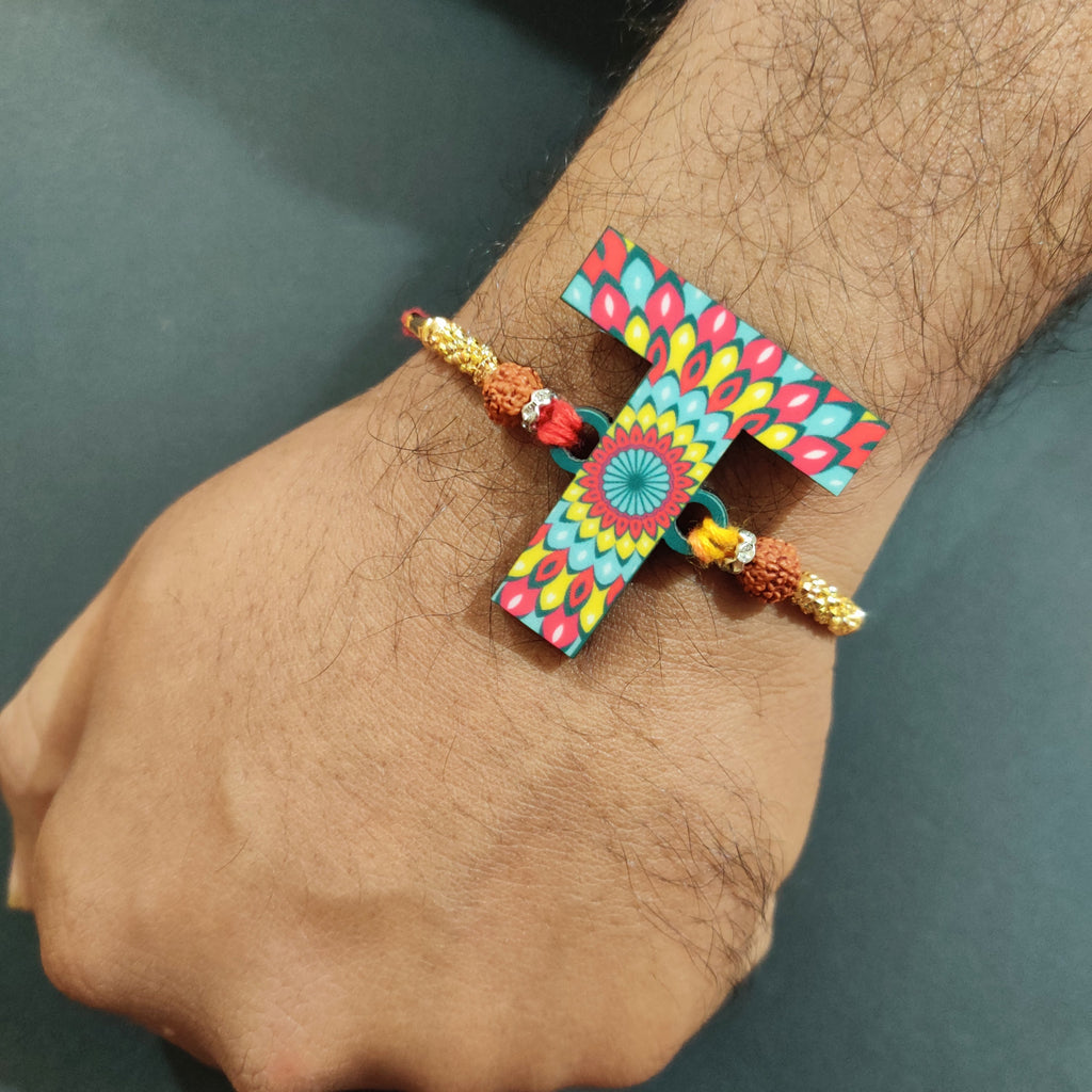 Indianvibez Alphabet T Wooden Rakhi - Kids Rakhi - Distacart