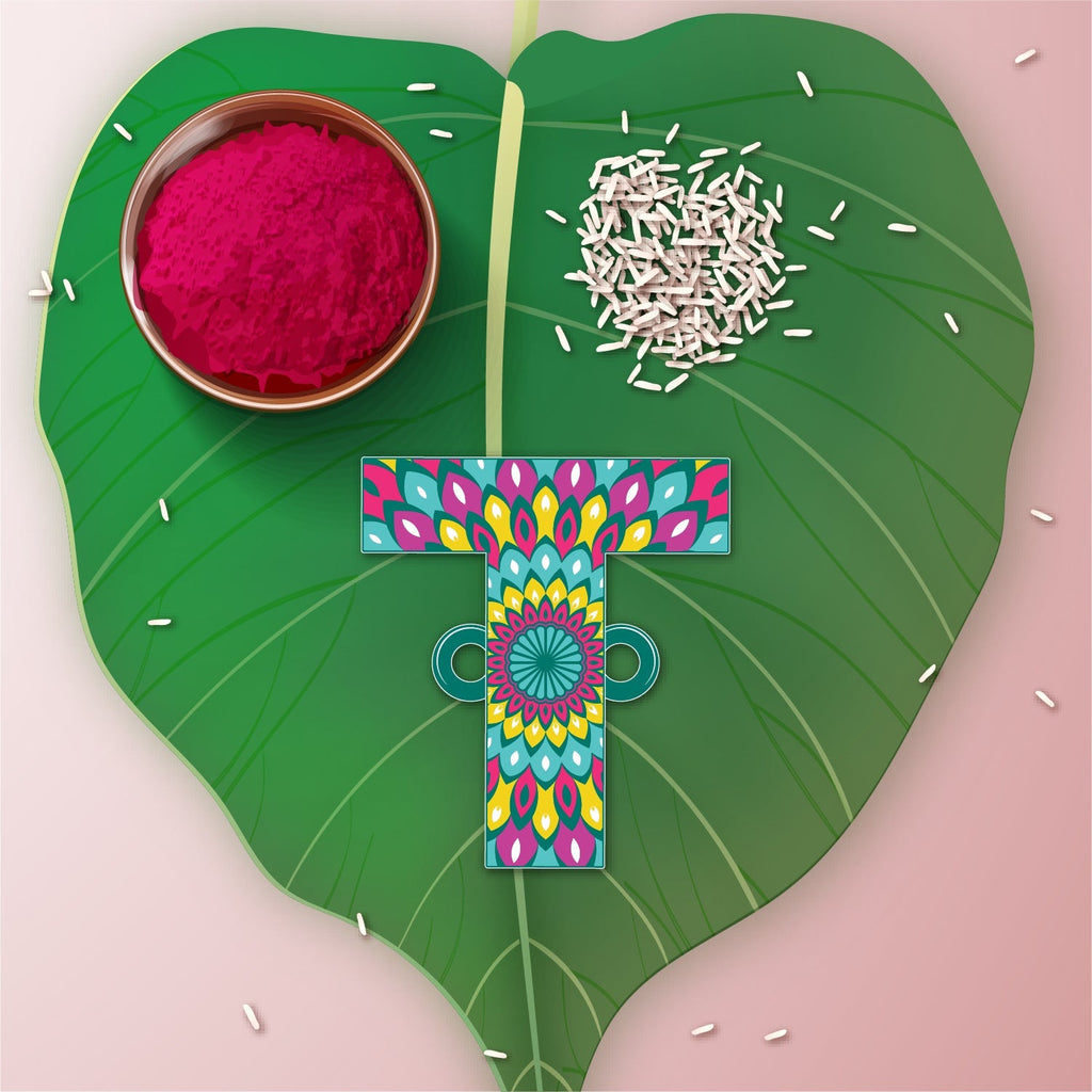Indianvibez Alphabet T Wooden Rakhi - Kids Rakhi - Distacart