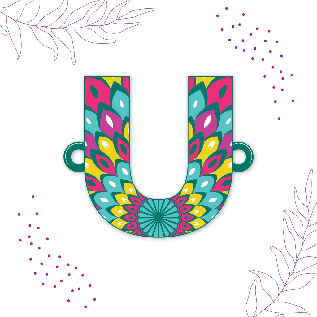 Indianvibez Alphabet U Wooden Rakhi - Kids Rakhi