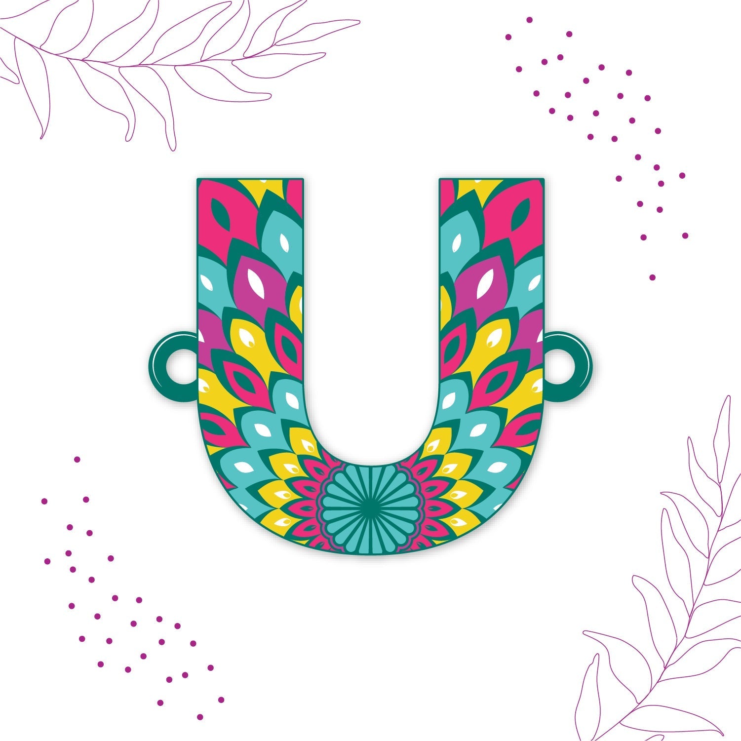 Indianvibez Alphabet U Wooden Rakhi - Kids Rakhi