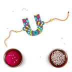 Indianvibez Alphabet U Wooden Rakhi - Kids Rakhi
