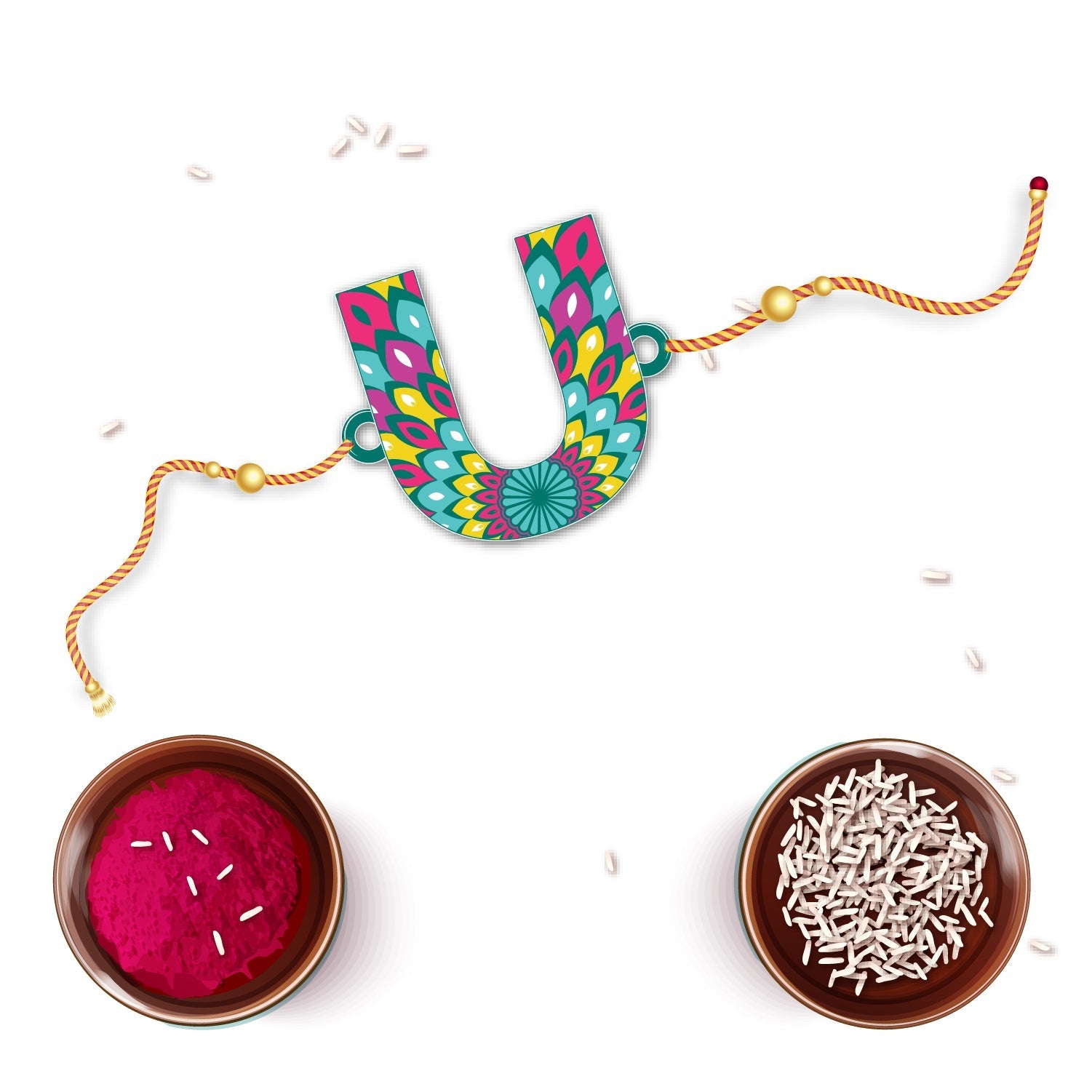 Indianvibez Alphabet U Wooden Rakhi - Kids Rakhi