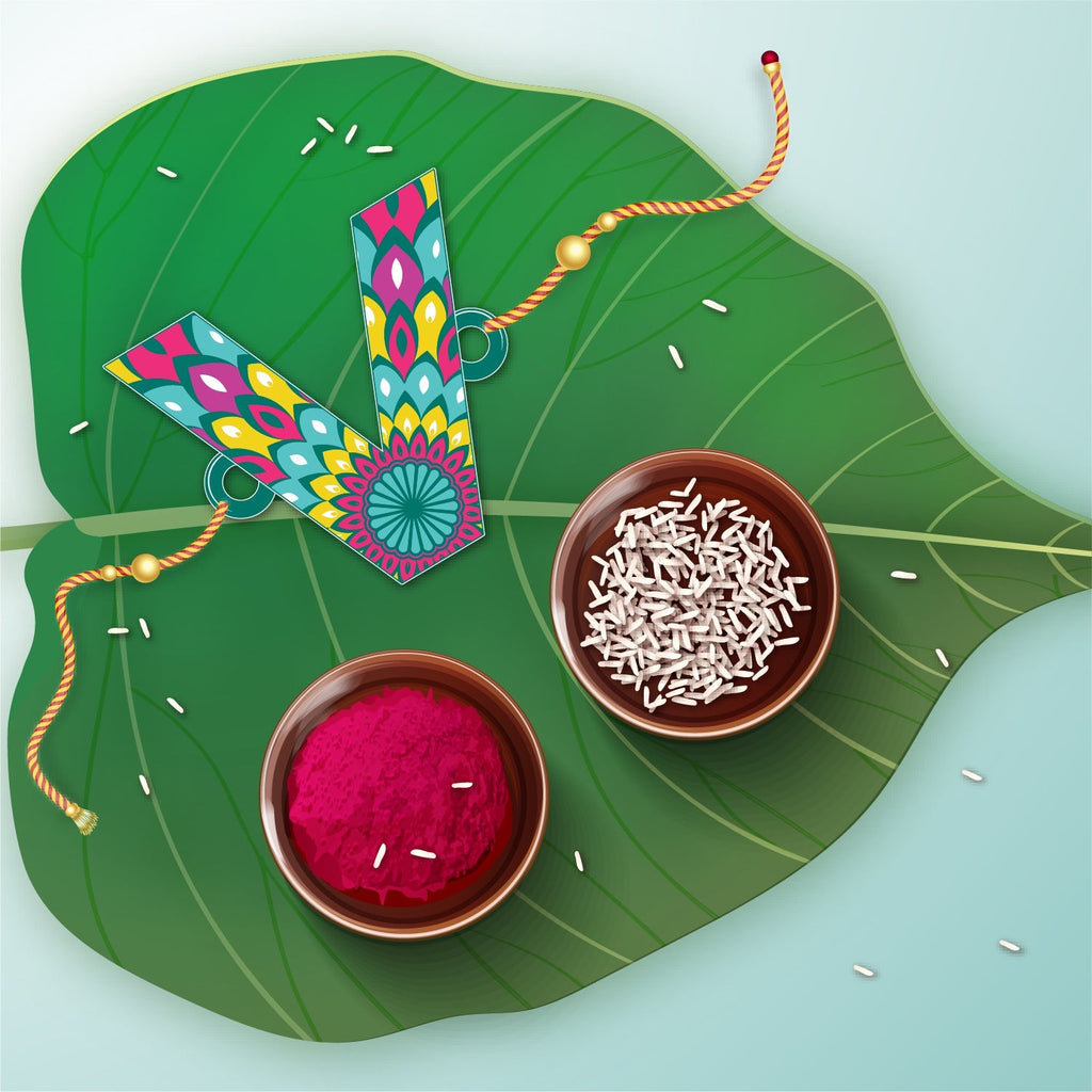 Indianvibez Alphabet V Wooden Rakhi - Kids Rakhi