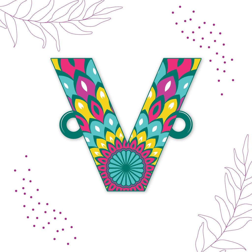 Indianvibez Alphabet V Wooden Rakhi - Kids Rakhi