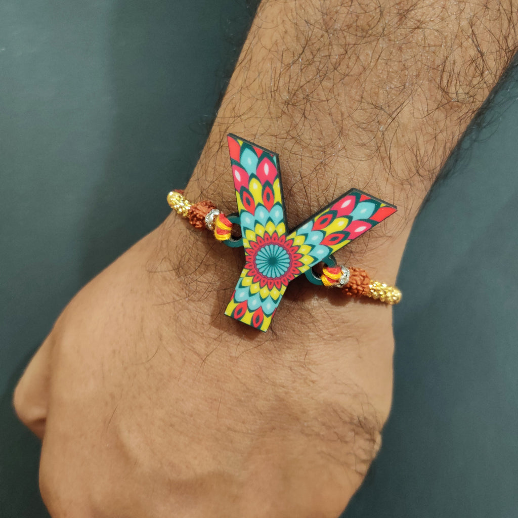 Indianvibez Alphabet Y Wooden Rakhi - Kids Rakhi