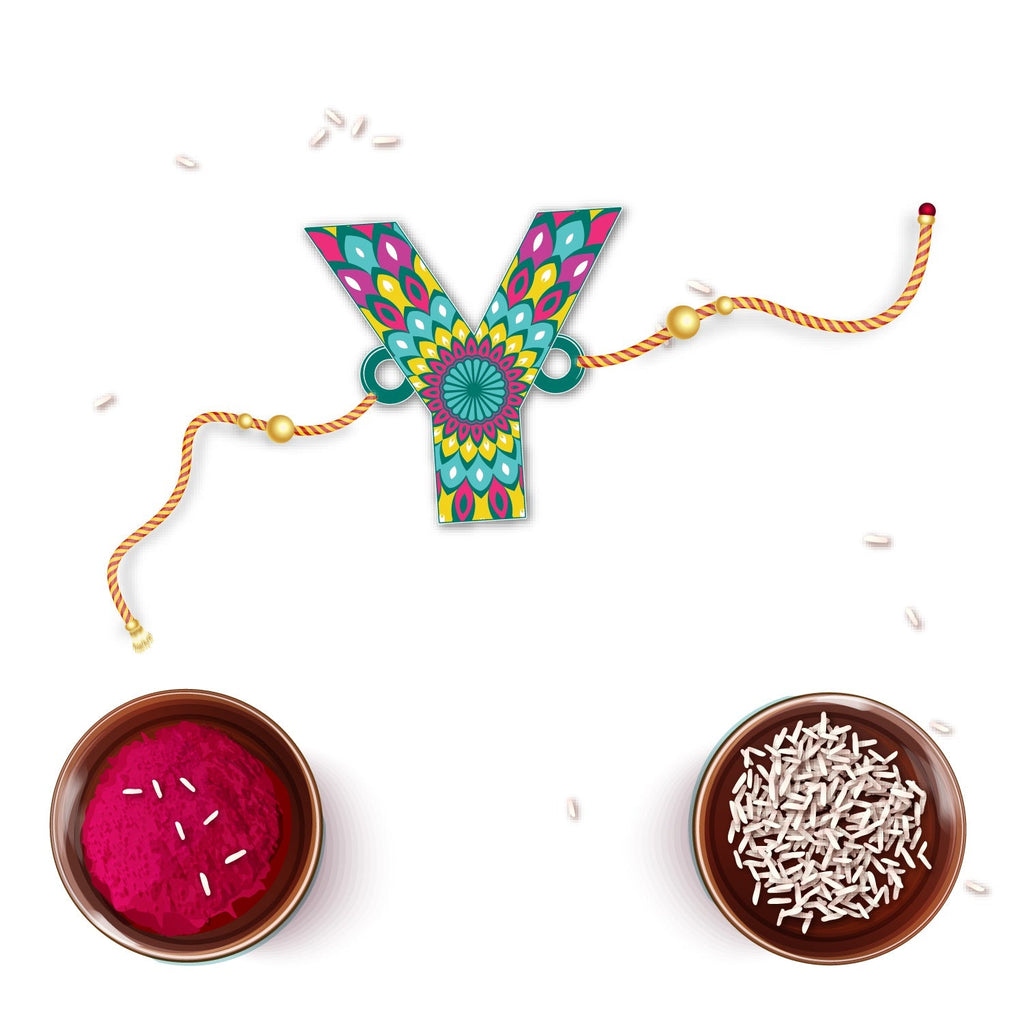 Indianvibez Alphabet Y Wooden Rakhi - Kids Rakhi