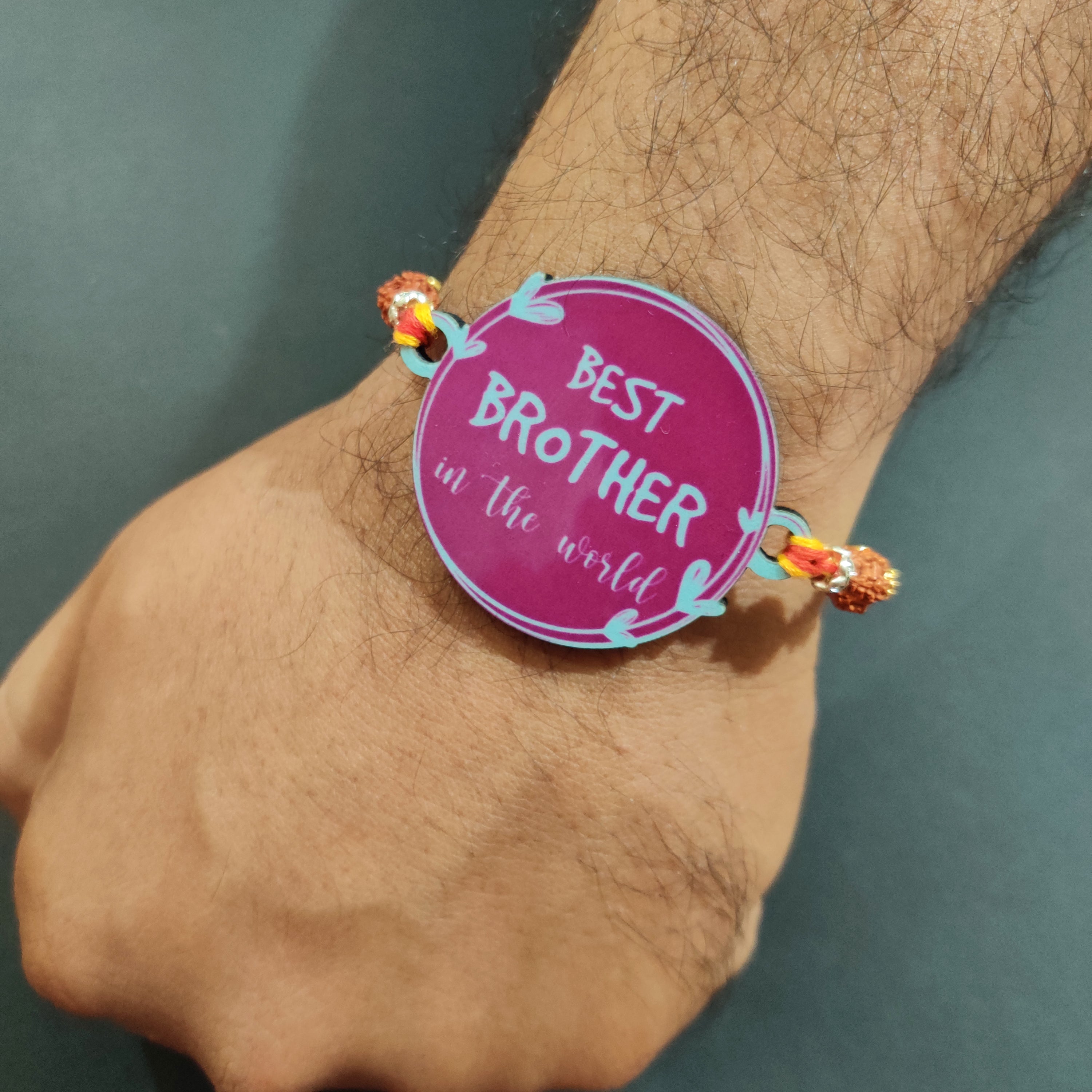 Indianvibez Best Brother in the World Wooden Rakhi with Rudraksha Thread| Rakhi for Bhaiya, Shop India - Kids Rakhi - Distacart