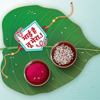Indianvibez Bhai Hai Tu Mera Wooden Rakhi with Rudraksha, Quote Rakhi for Brother, Shop India - Kids Rakhi