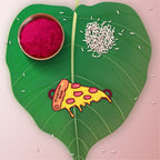 Indianvibez Bhukkad Bhai Pizza Wooden Rakhi with Rudraksha, Food Rakhi for Brother, Shop India - Kids Rakhi - Distacart