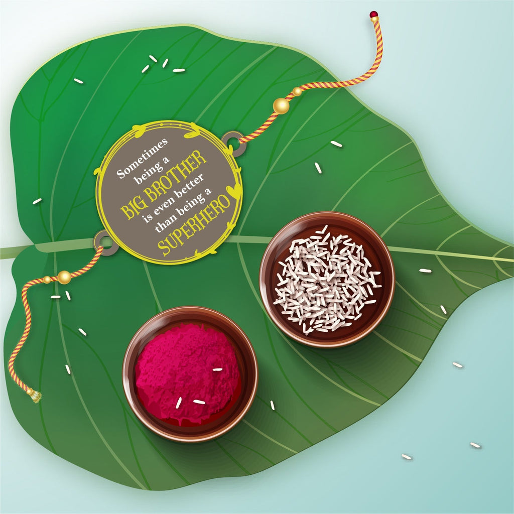 Indianvibez Big Brother Superhero Wooden Rakhi with Rudraksha, Unique Rakhi for Bhaiya, Shop India - Kids Rakhi - Distacart
