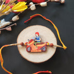 Indianvibez Biker Bhai Wooden Rakhi with Rudraksha, Motorcycle Rakhi for Bro, Shop India - Kids Rakhi - Distacart