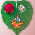 Indianvibez Biker Bhai Wooden Rakhi with Rudraksha, Motorcycle Rakhi for Bro, Shop India - Kids Rakhi - Distacart