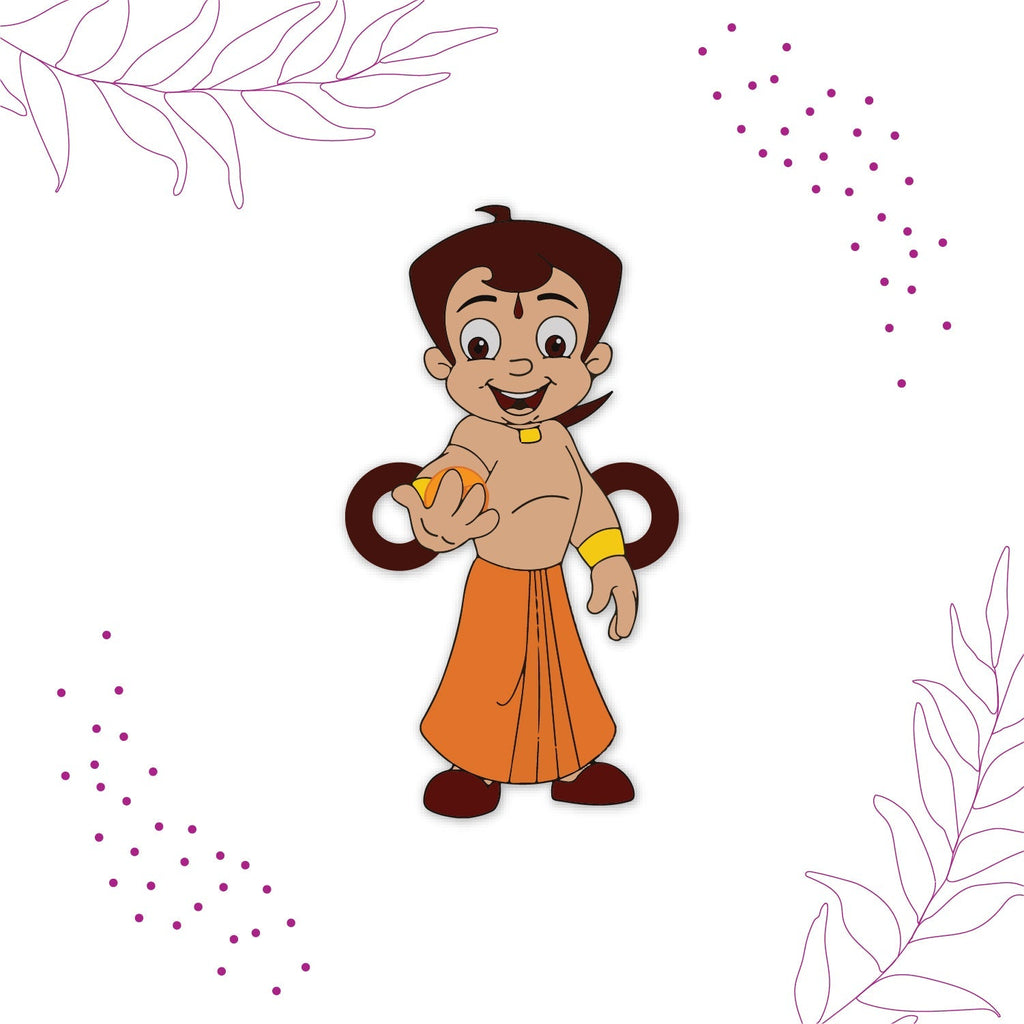 Indianvibez Chota Bheem Wooden Rakhi with Rudraksha, Cartoon Rakhi for Bro, Shop India - Kids Rakhi - Distacart
