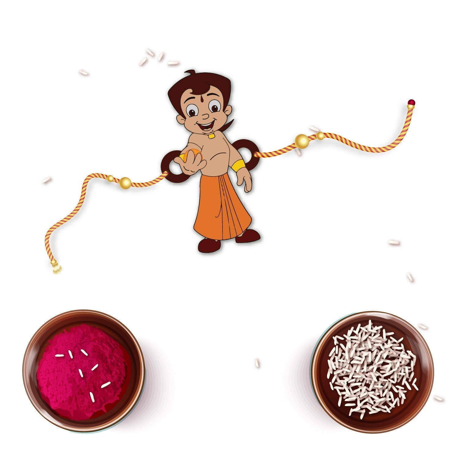 Indianvibez Chota Bheem Wooden Rakhi with Rudraksha, Cartoon Rakhi for Bro, Shop India - Kids Rakhi - Distacart