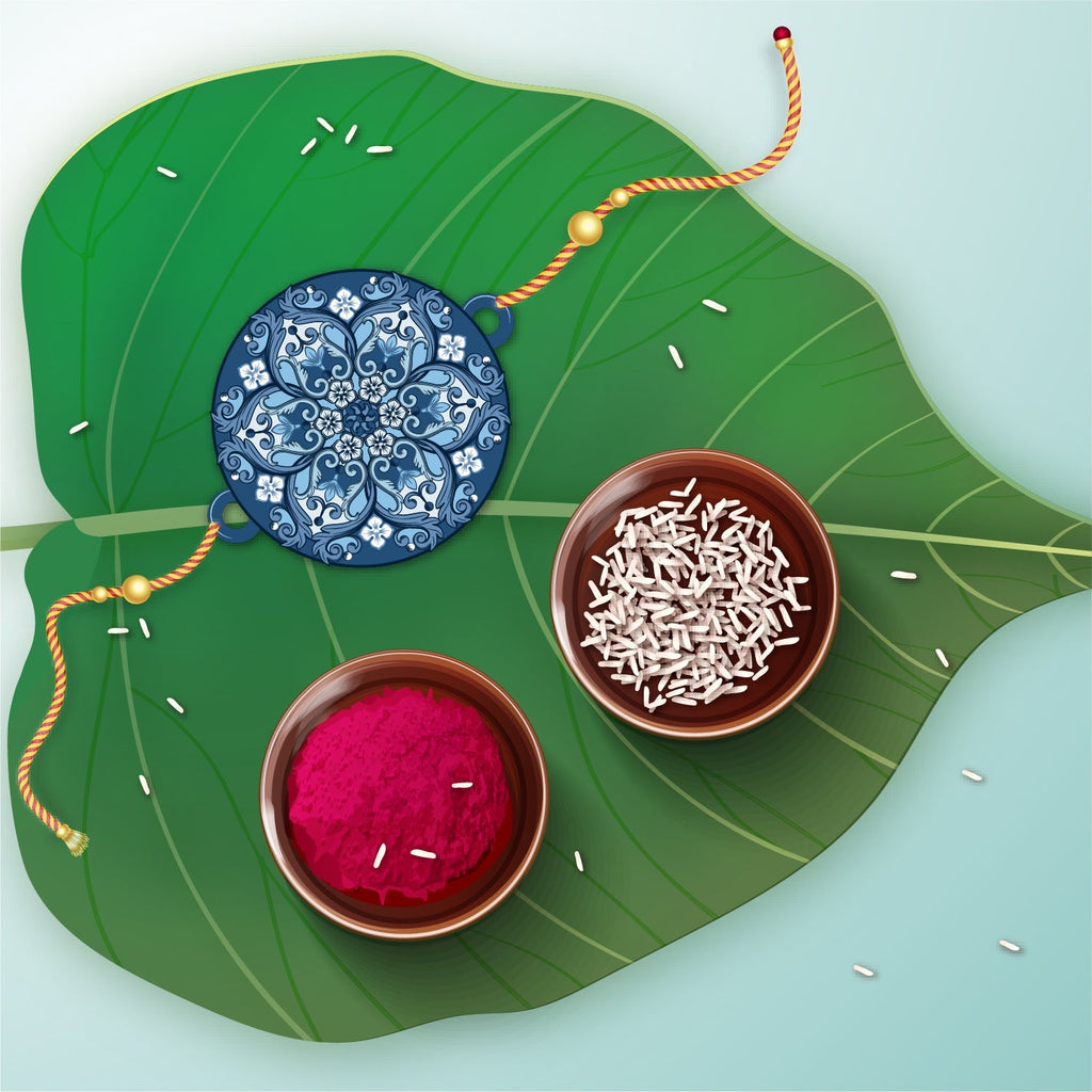 Indianvibez Ethnic Mandala Wooden Rakhi with Rudraksha, Divine Rakhi for Brother| - Kids Rakhi - Distacart