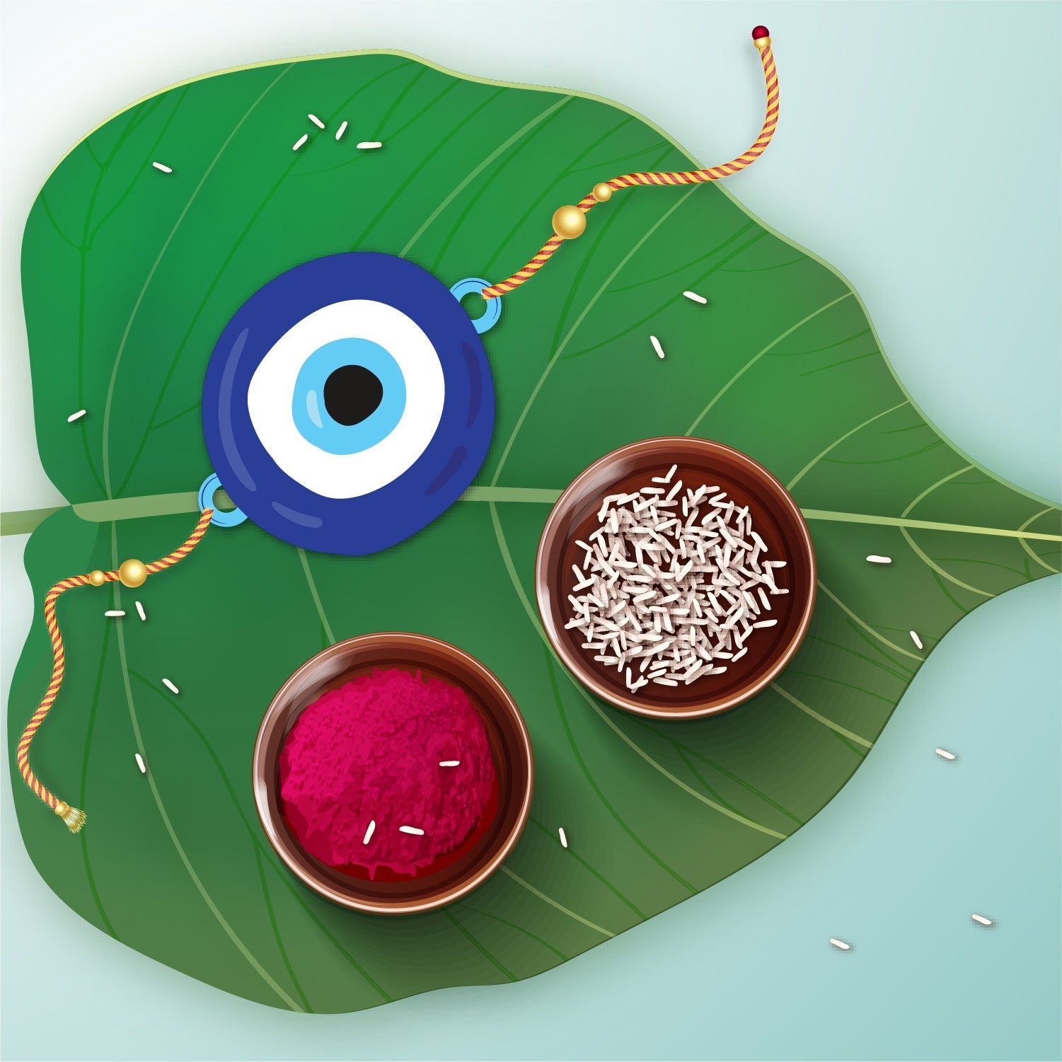 Indianvibez Evil Eye Rakhi with Rudraksha Thread, Rakhi for Brother - Kids Rakhi - Distacart