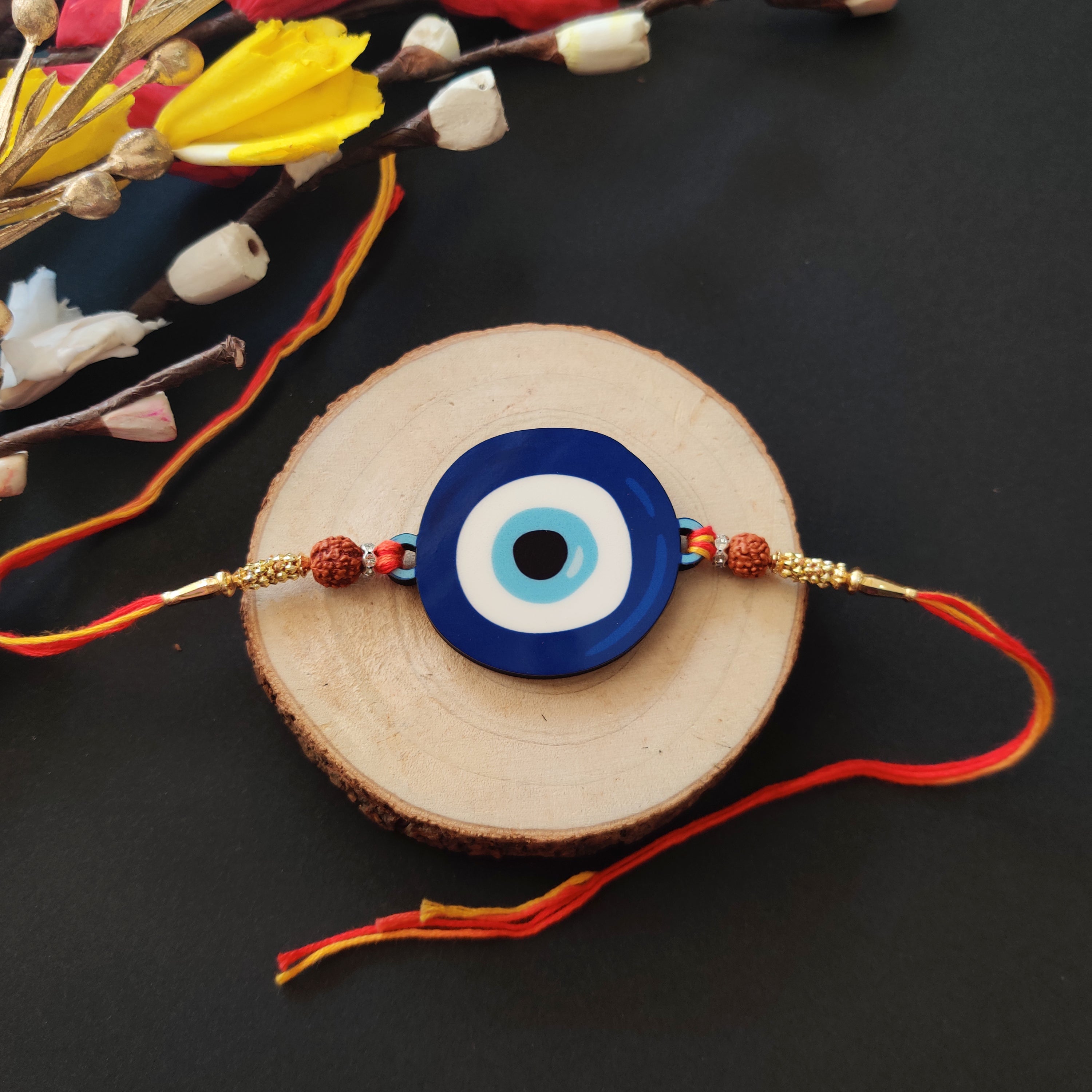 Indianvibez Evil Eye Rakhi with Rudraksha Thread, Rakhi for Brother - Kids Rakhi - Distacart