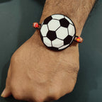 Indianvibez Football Wooden Rakhi with Rudraksha, Soccer Rakhi for Bro, Shop India - Kids Rakhi - Distacart