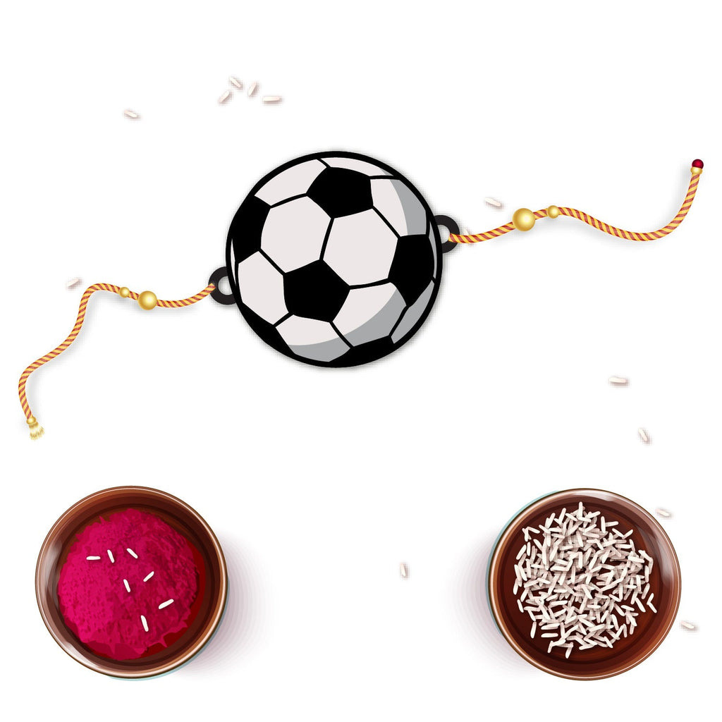 Indianvibez Football Wooden Rakhi with Rudraksha, Soccer Rakhi for Bro, Shop India - Kids Rakhi - Distacart