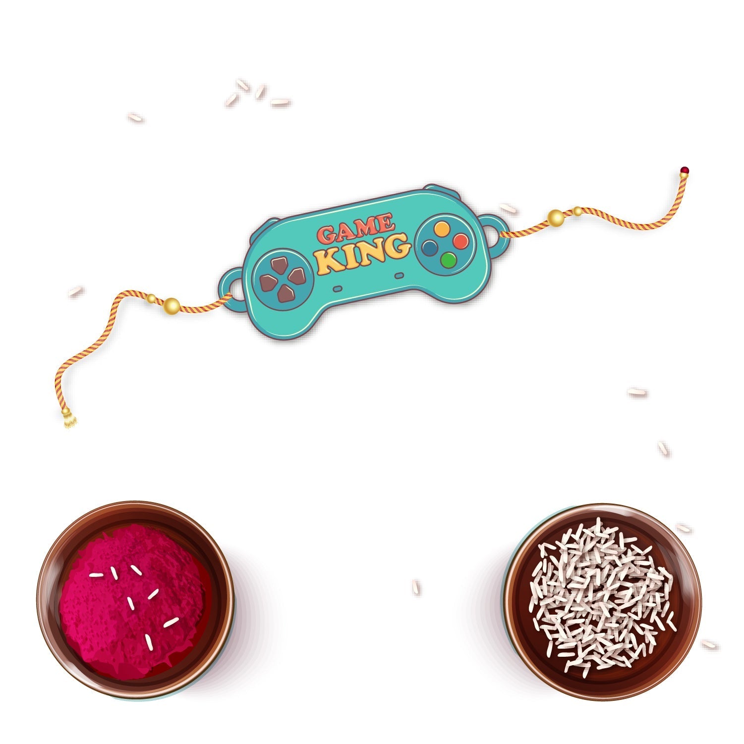 Indianvibez Gamer King Bhai Wooden Rakhi with Rudraksha, Gaming Rakhi for Bro, Shop India - Kids Rakhi - Distacart