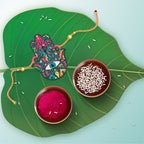 Indianvibez Protective Hamsa Rakhi, Wooden Rakhi with Rudraksha Thread - Kids Rakhi