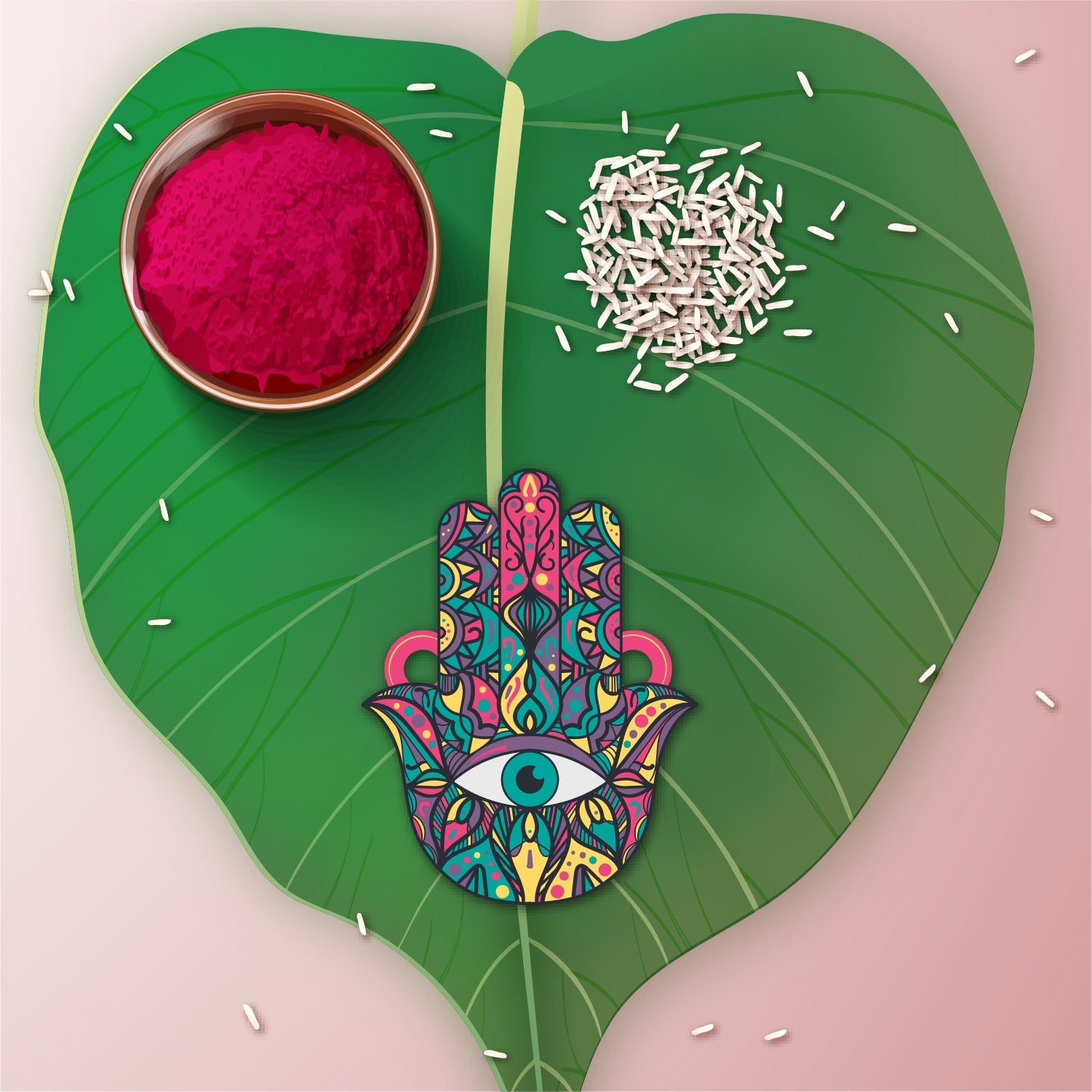 Indianvibez Protective Hamsa Rakhi, Wooden Rakhi with Rudraksha Thread - Kids Rakhi