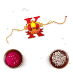 Indianvibez Royal King Bhai Wooden Rakhi, Rudraksha Rakhi for Brother - Kids Rakhi