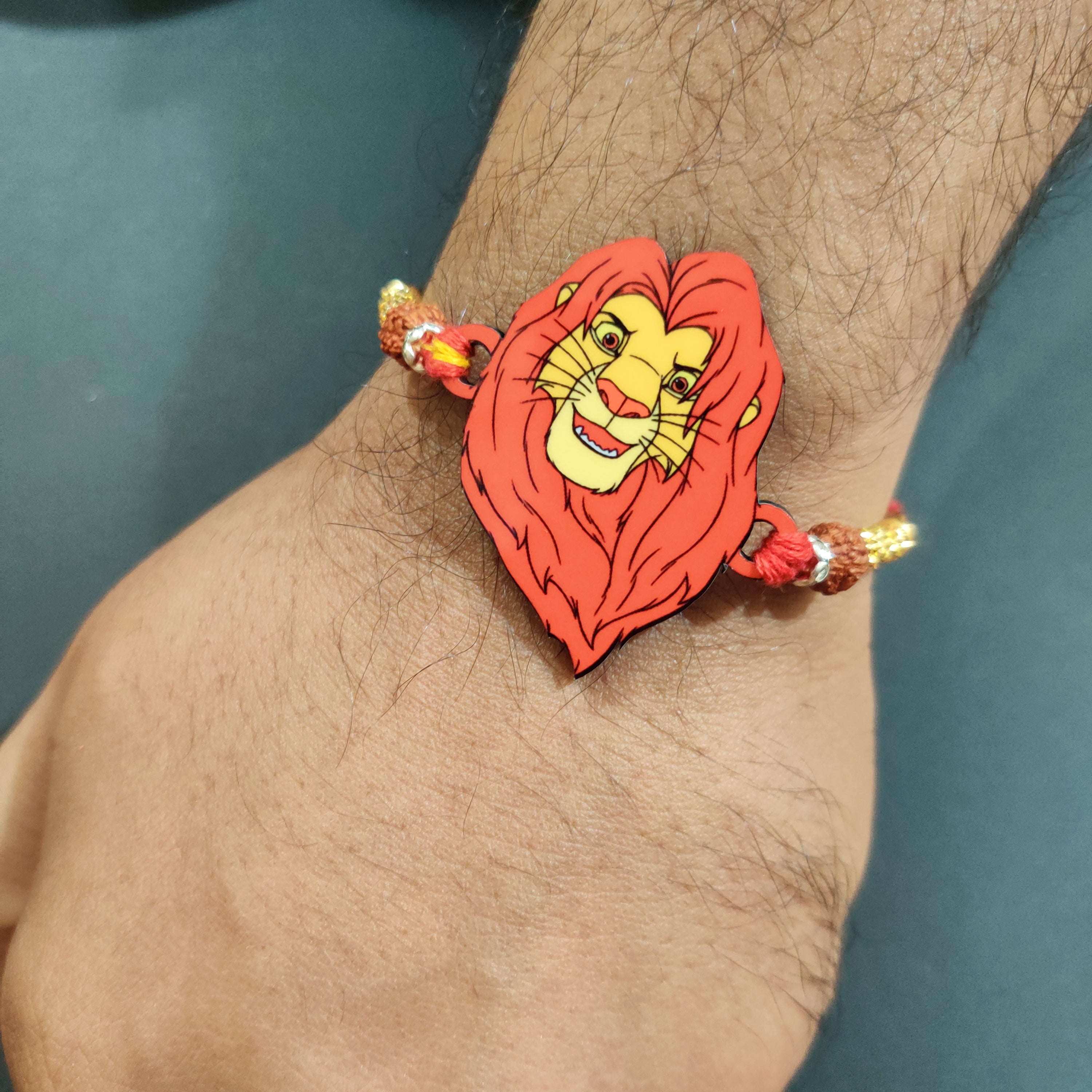 Indianvibez Mufasa Wooden Rakhi with Rudraksha, Lion King Rakhi for Brother, Shop India - Kids Rakhi - Distacart