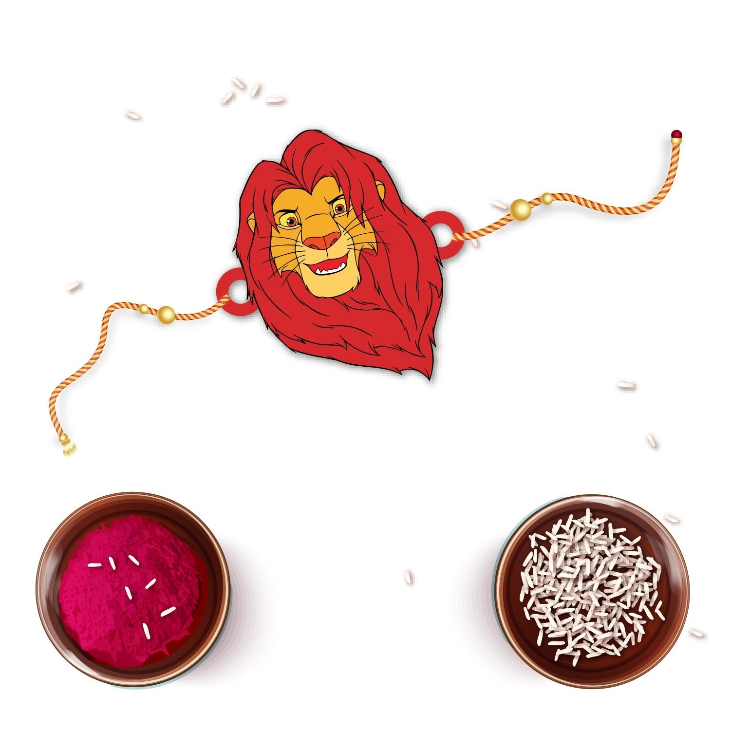 Indianvibez Mufasa Wooden Rakhi with Rudraksha, Lion King Rakhi for Brother, Shop India - Kids Rakhi - Distacart
