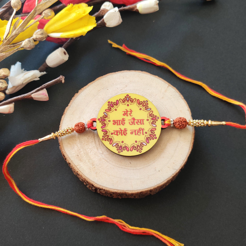Indianvibez Mere Bhai Jaisa Koi Nahi Rakhi, Rakhi with Rudraksha Thread - Kids Rakhi - Distacart