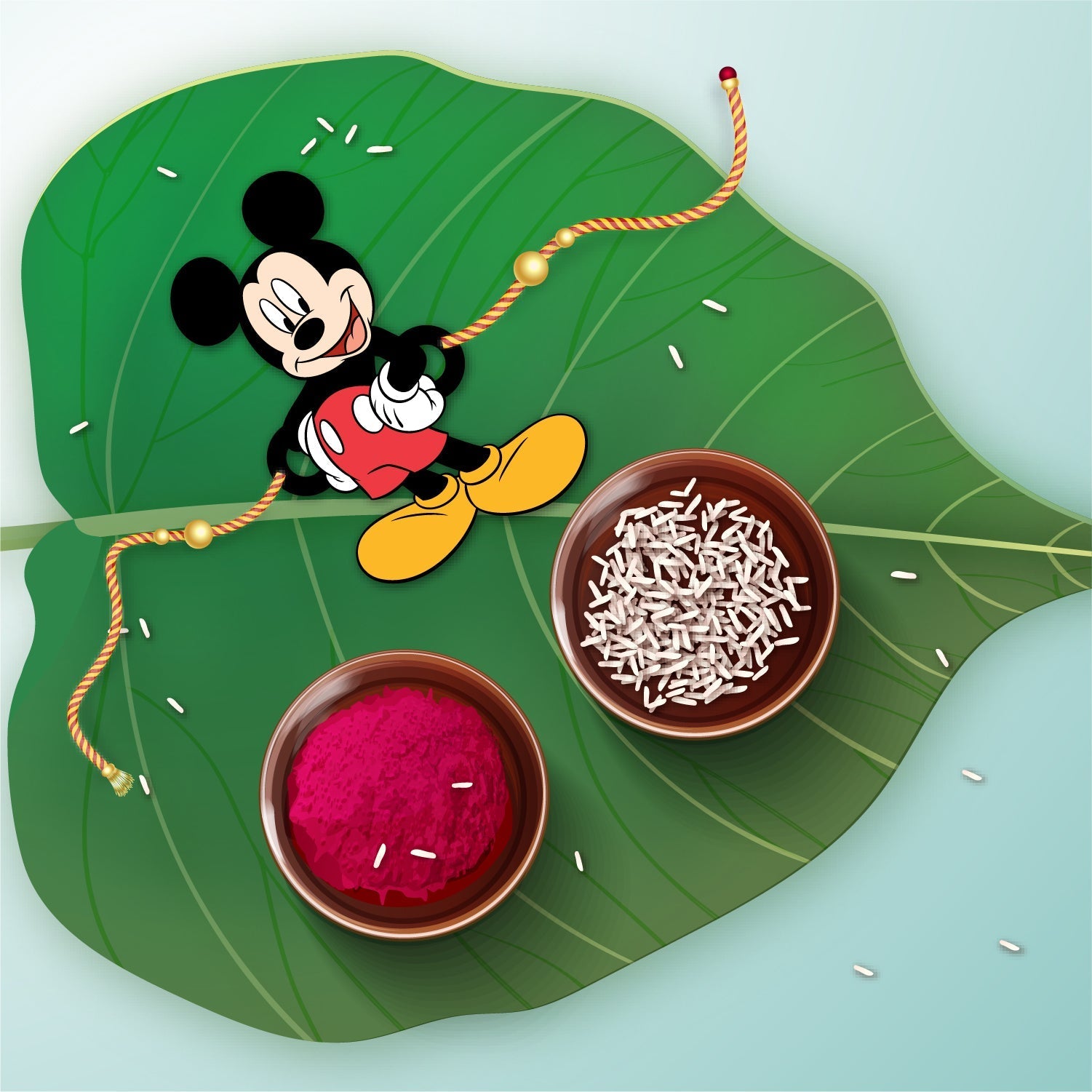 Indianvibez Mickey Wooden Rakhi with Rudraksha, Cartoon Rakhi for Brother, Shop India - Kids Rakhi - Distacart