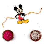 Indianvibez Mickey Wooden Rakhi with Rudraksha, Cartoon Rakhi for Brother, Shop India - Kids Rakhi - Distacart