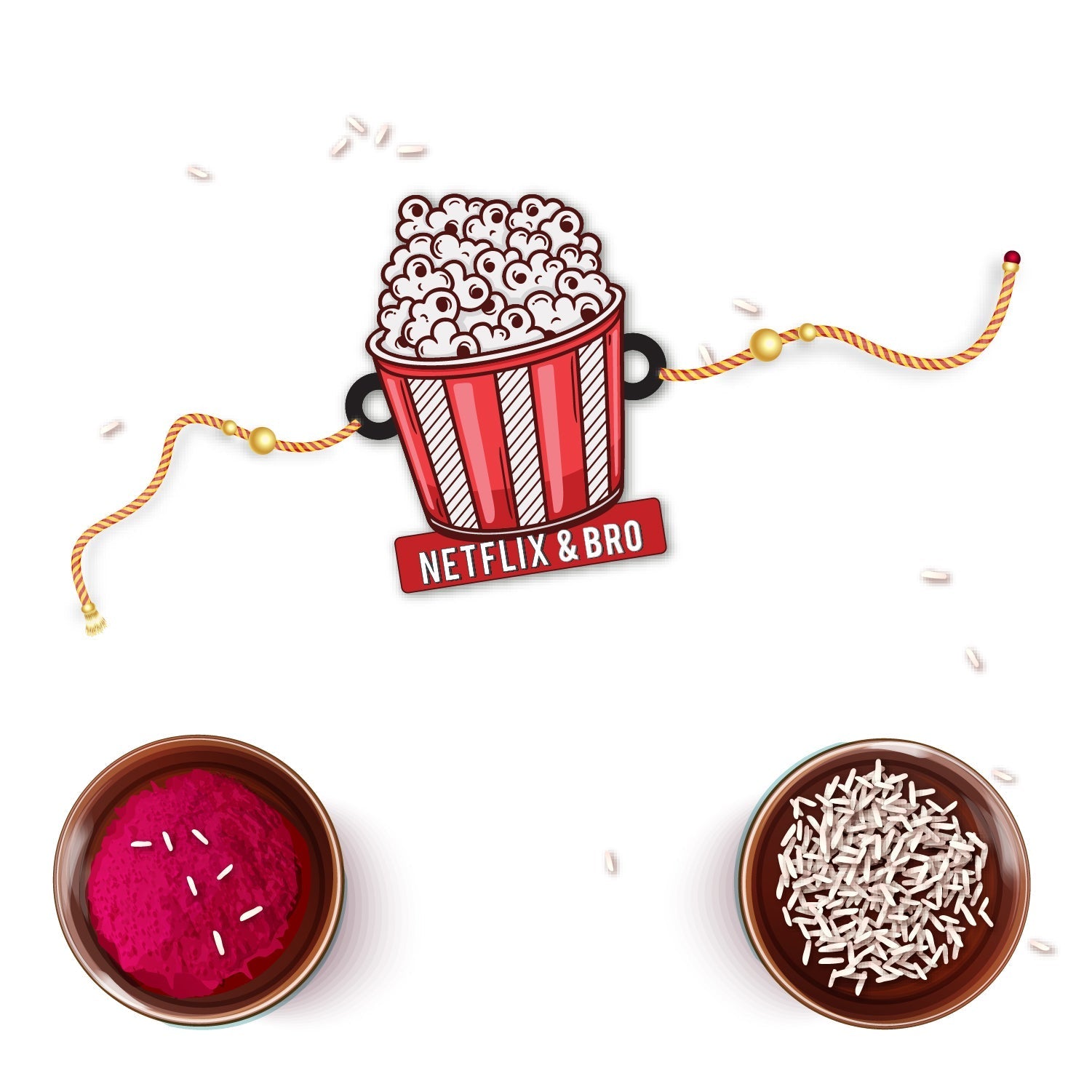 Indianvibez Netflix & Bro Wooden Rakhi with Rudraksha, Chill Bhai Rakhi, Shop India - Kids Rakhi - Distacart