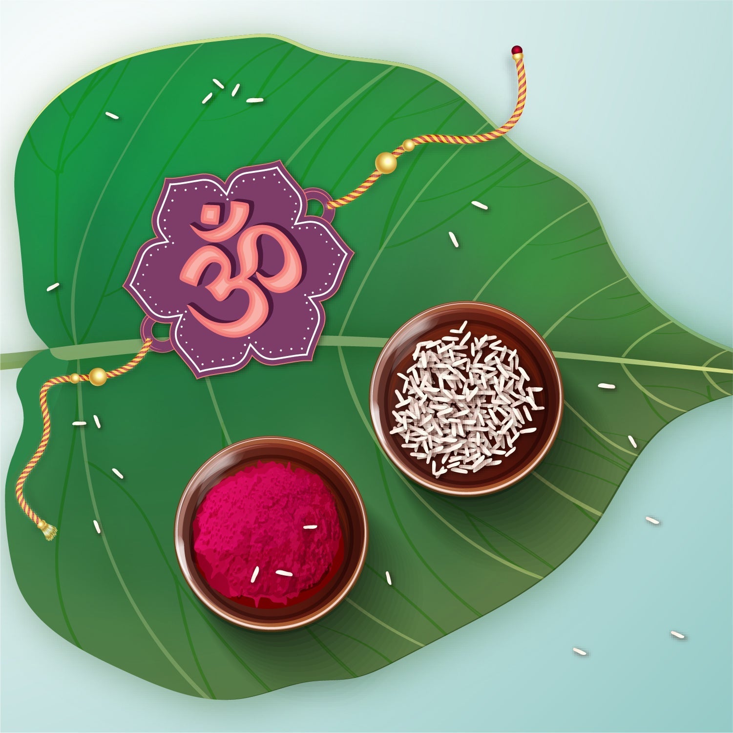 Indianvibez Om Wooden Rakhi with Rudraksha Thread, Rakhi for Brother - Kids Rakhi