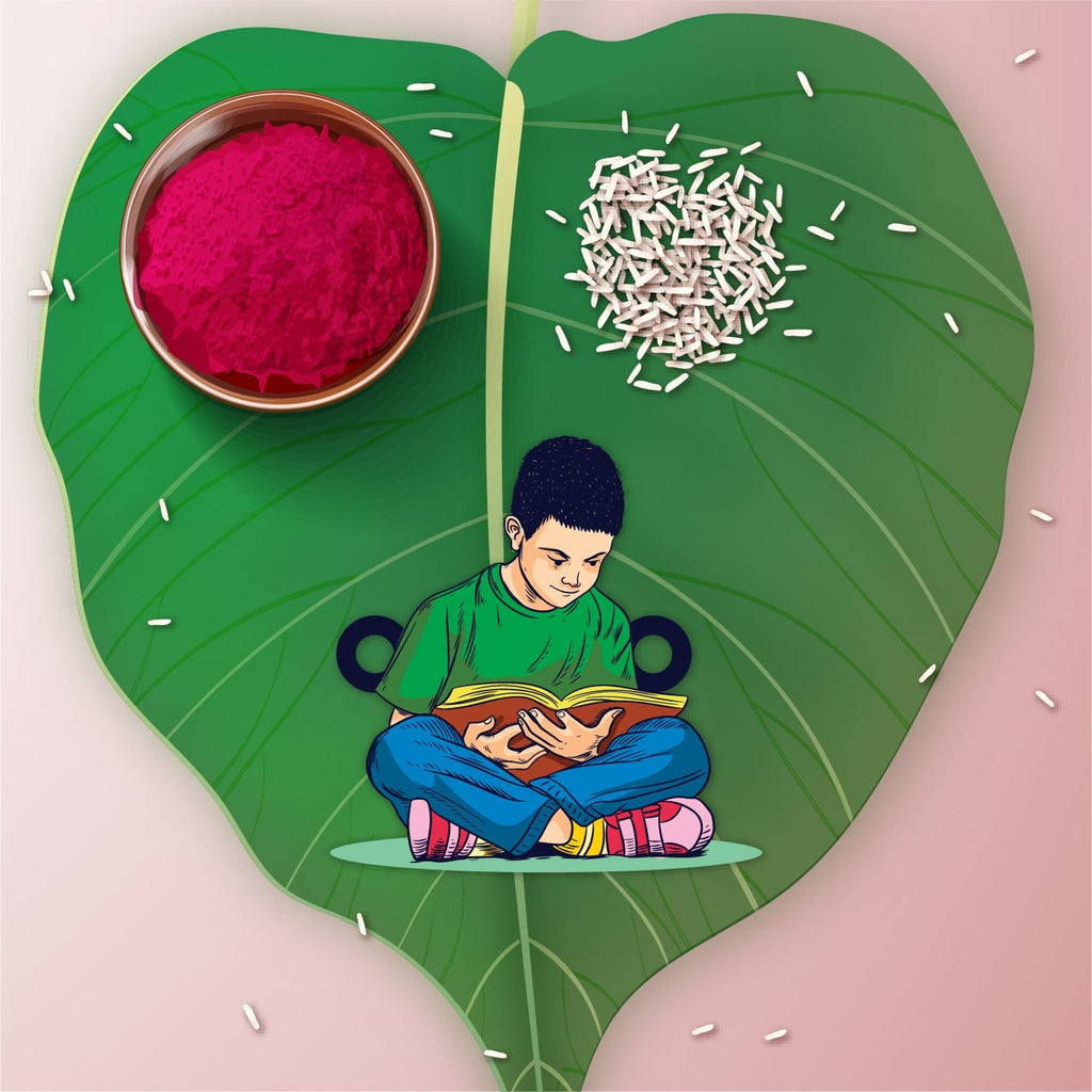 Indianvibez Padhaku Bhai Wooden Rakhi, Rudraksha Rakhi for Brother - Kids Rakhi