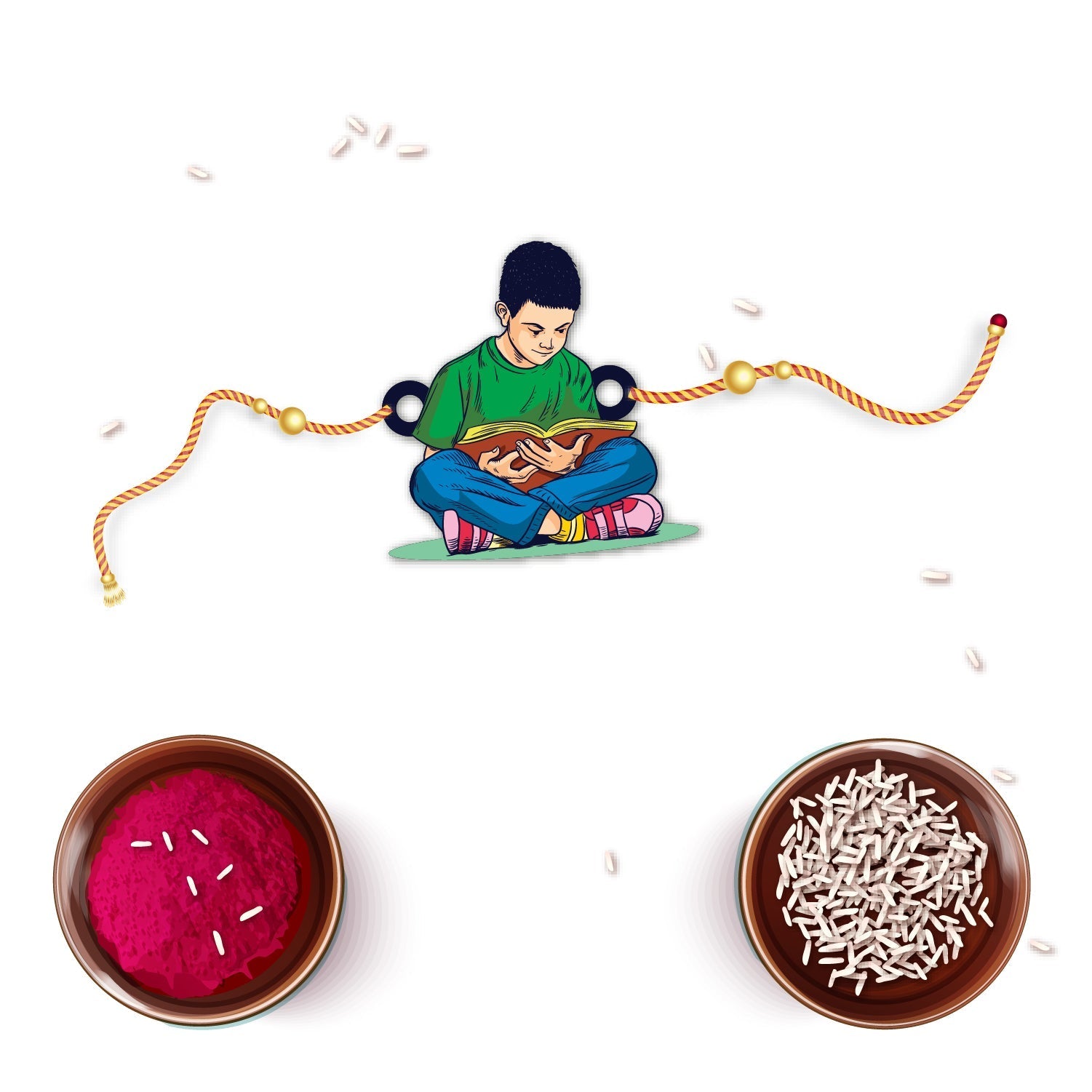 Indianvibez Padhaku Bhai Wooden Rakhi, Rudraksha Rakhi for Brother - Kids Rakhi