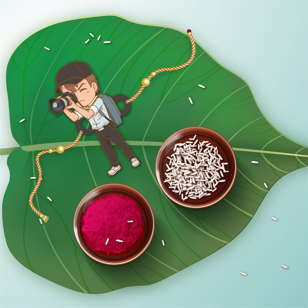 Indianvibez Photographer Bhai Wooden Rakhi with Rudraksha, Hobby Rakhi for Brother, Shop India - Kids Rakhi - Distacart
